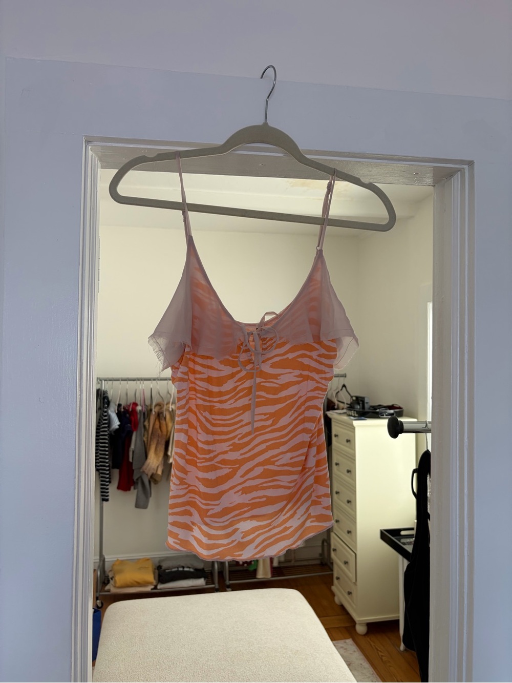 Free People Pink and Orange Zebra Print Cami Top
